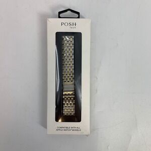 Posh Tech Apple Watch Band‎ Silver Gold Stainless Steel All Models